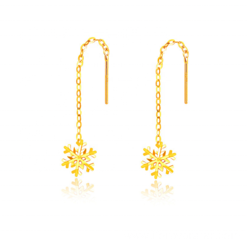 Snowflake Shaped 18K Solid Gold Earring Jewelry